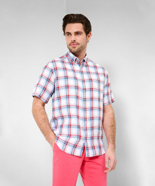 Linen Shirt with Sporty Cheque Pattern