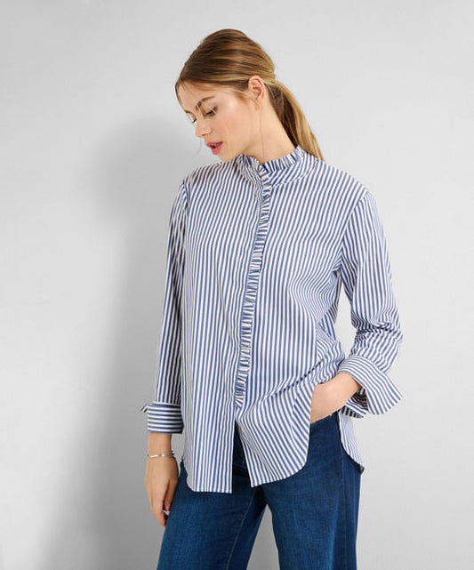 Striped Blouse with Feminine Frills