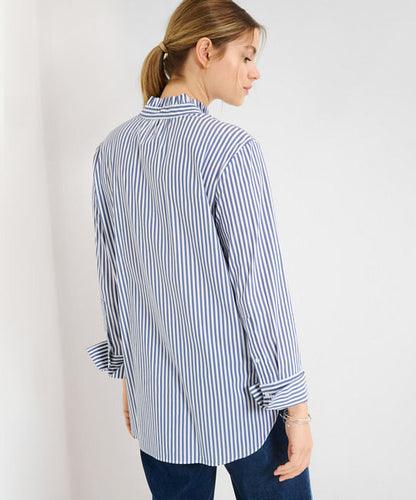 Striped Blouse with Feminine Frills