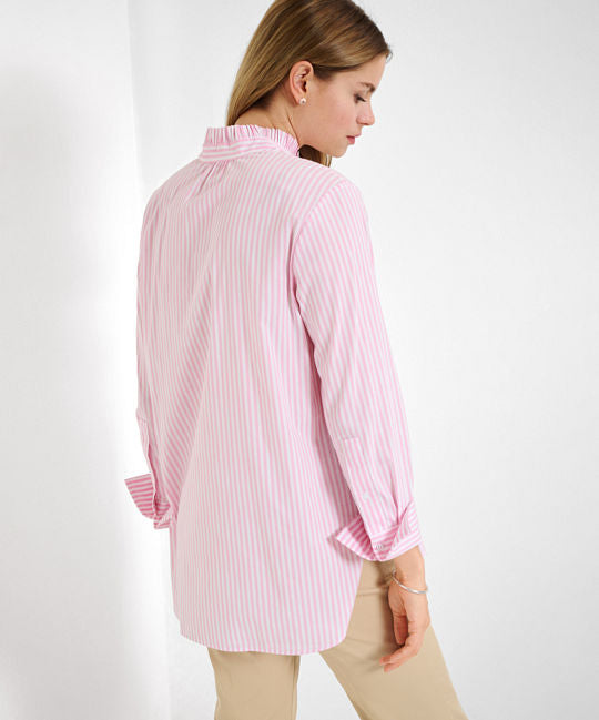 Striped Blouse with Feminine Frills