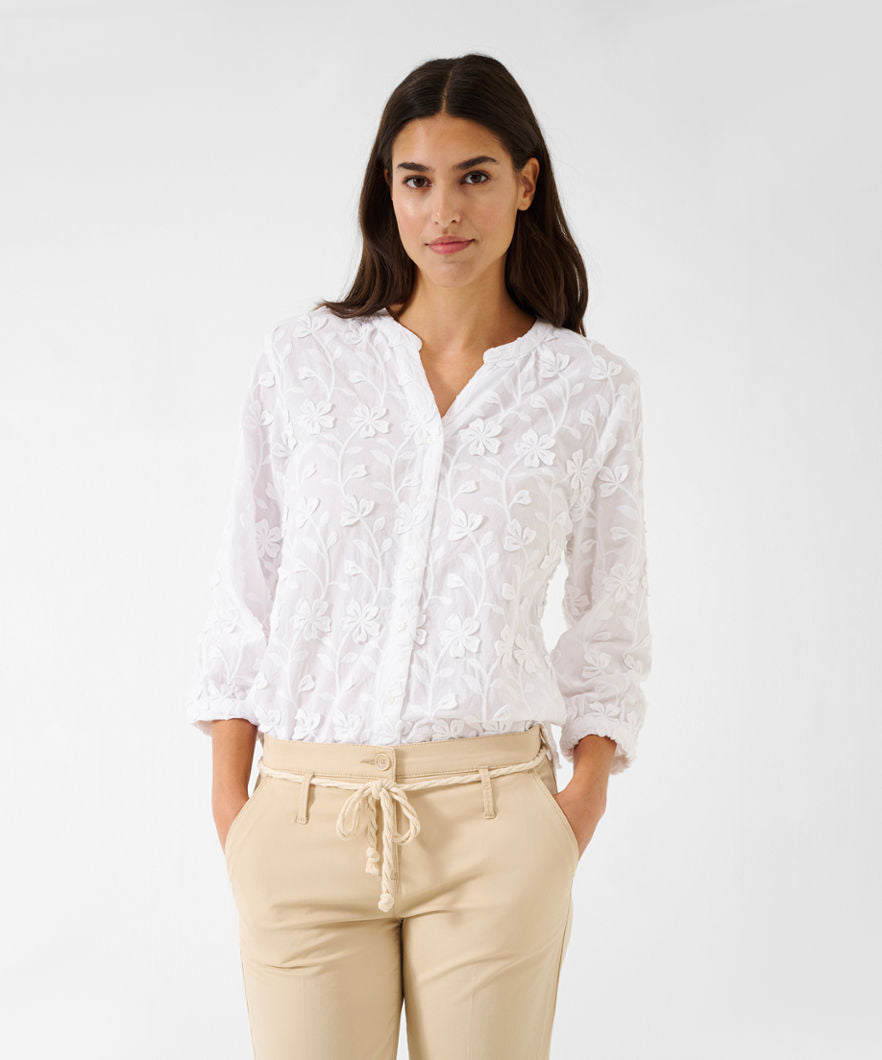 Blouse with 3D Floral Pattern