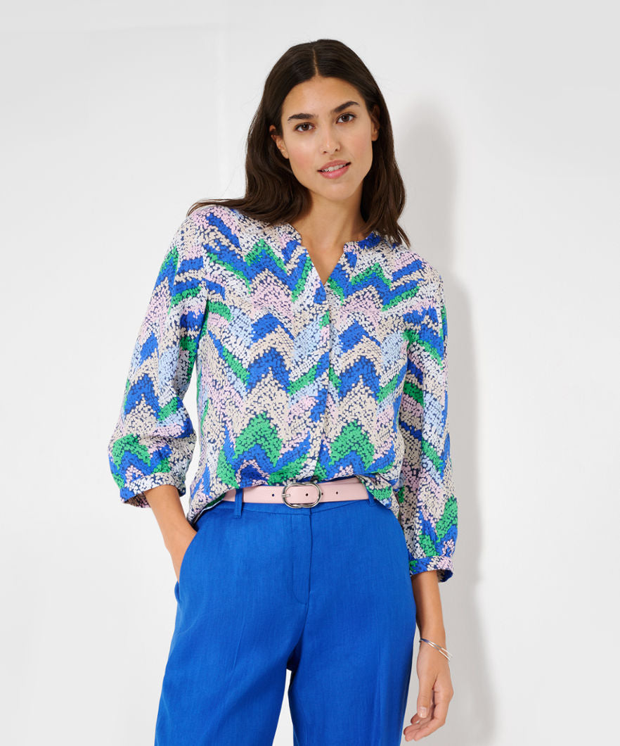 Linen Blouse with A Fashionable Print