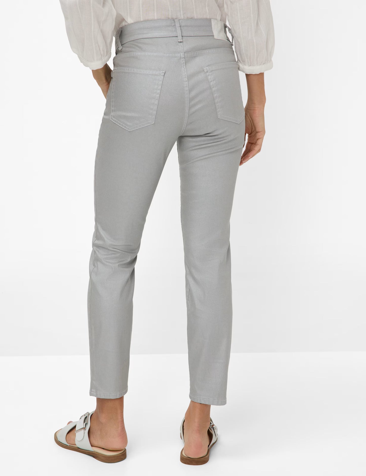 金屬光澤修身牛仔褲