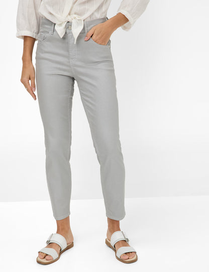 金屬光澤修身牛仔褲