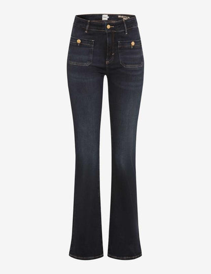 金色裝飾扣微喇牛仔褲