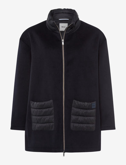 絎縫口袋拉鏈立領夾克