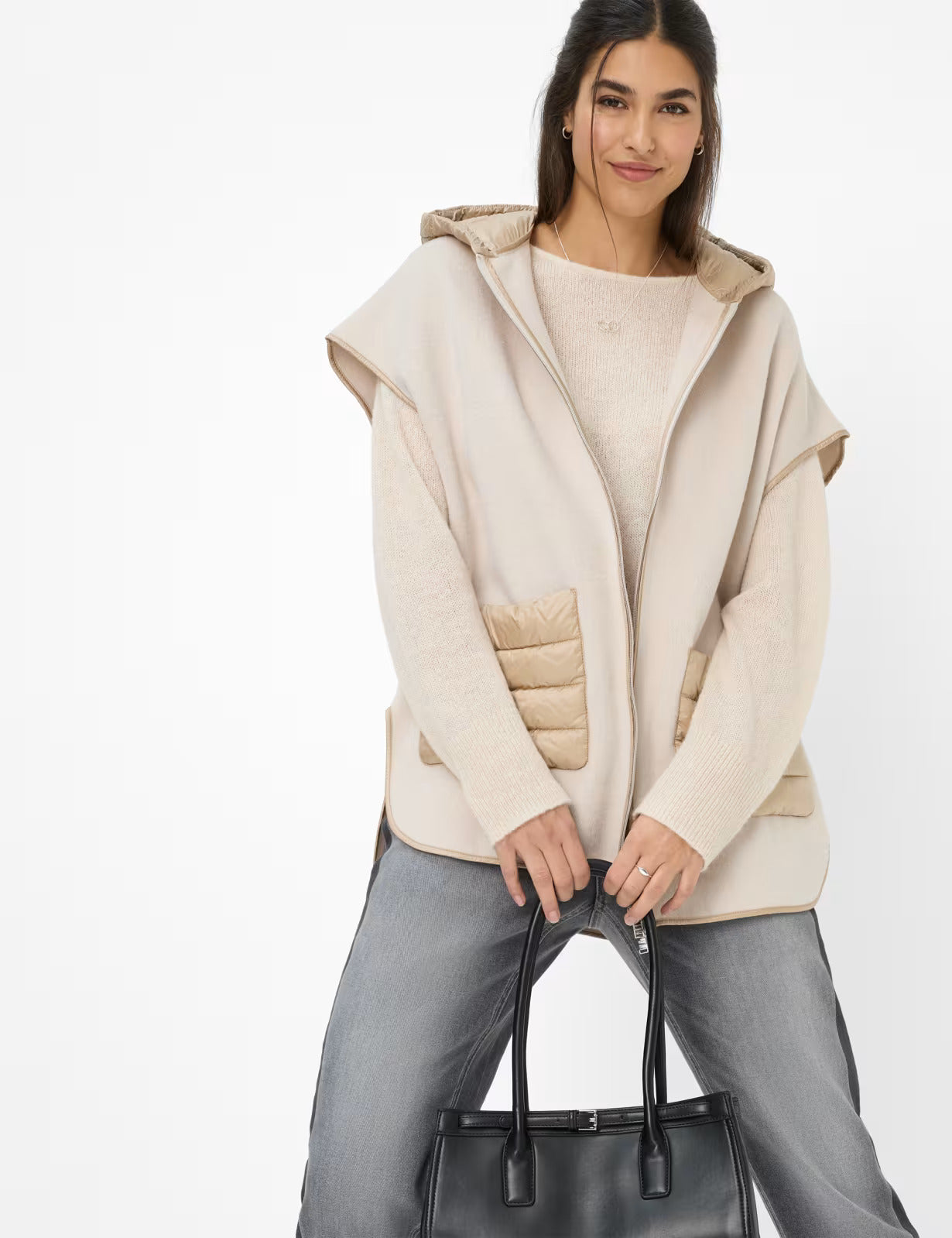 連帽羊毛拉鏈斗篷