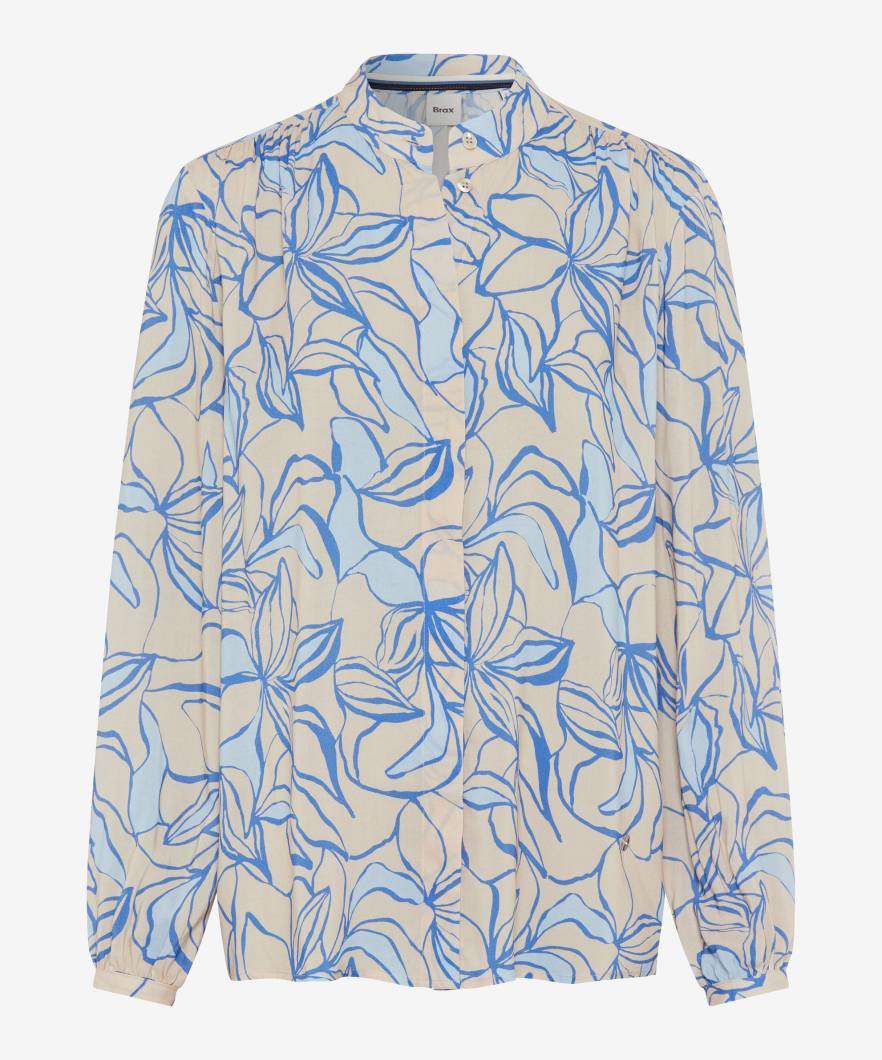 立領印花長袖襯衣