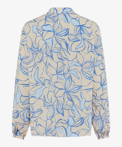 立領印花長袖襯衣