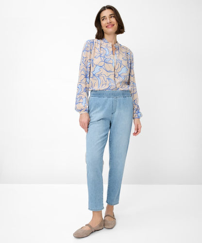 立領印花長袖襯衣