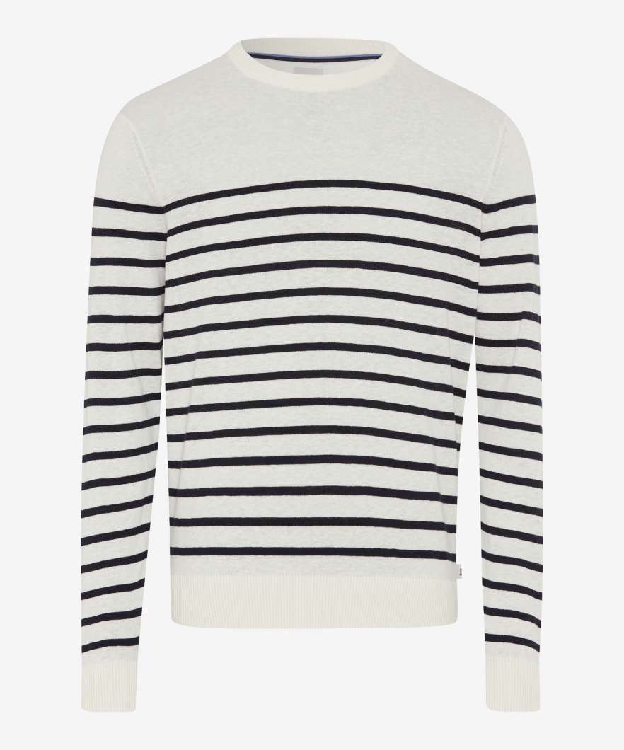 圓領條紋針織上衣