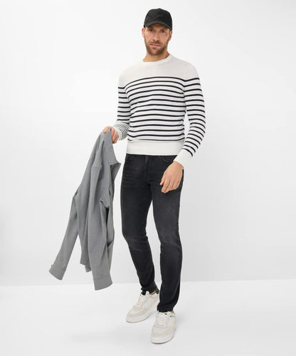 圓領條紋針織上衣