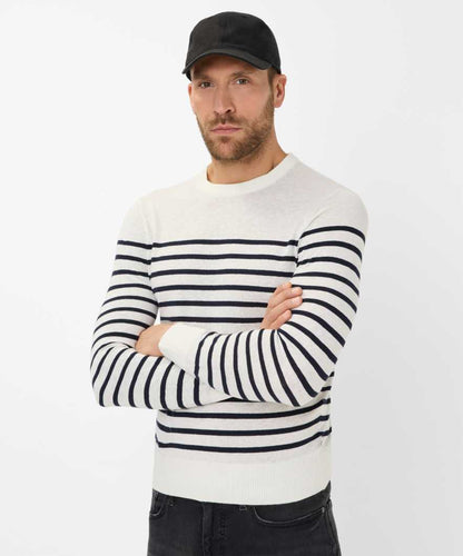 圓領條紋針織上衣