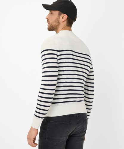 圓領條紋針織上衣