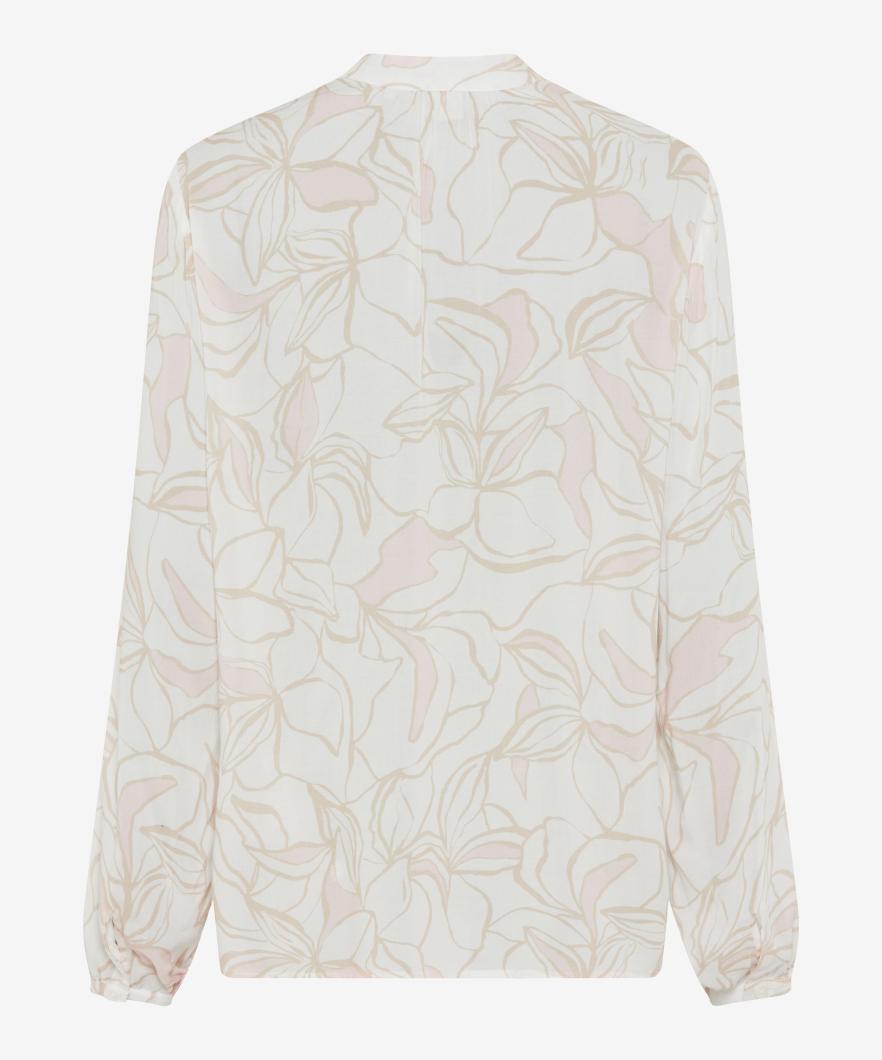 立領印花長袖襯衣