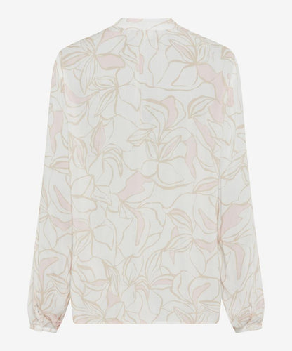 立領印花長袖襯衣