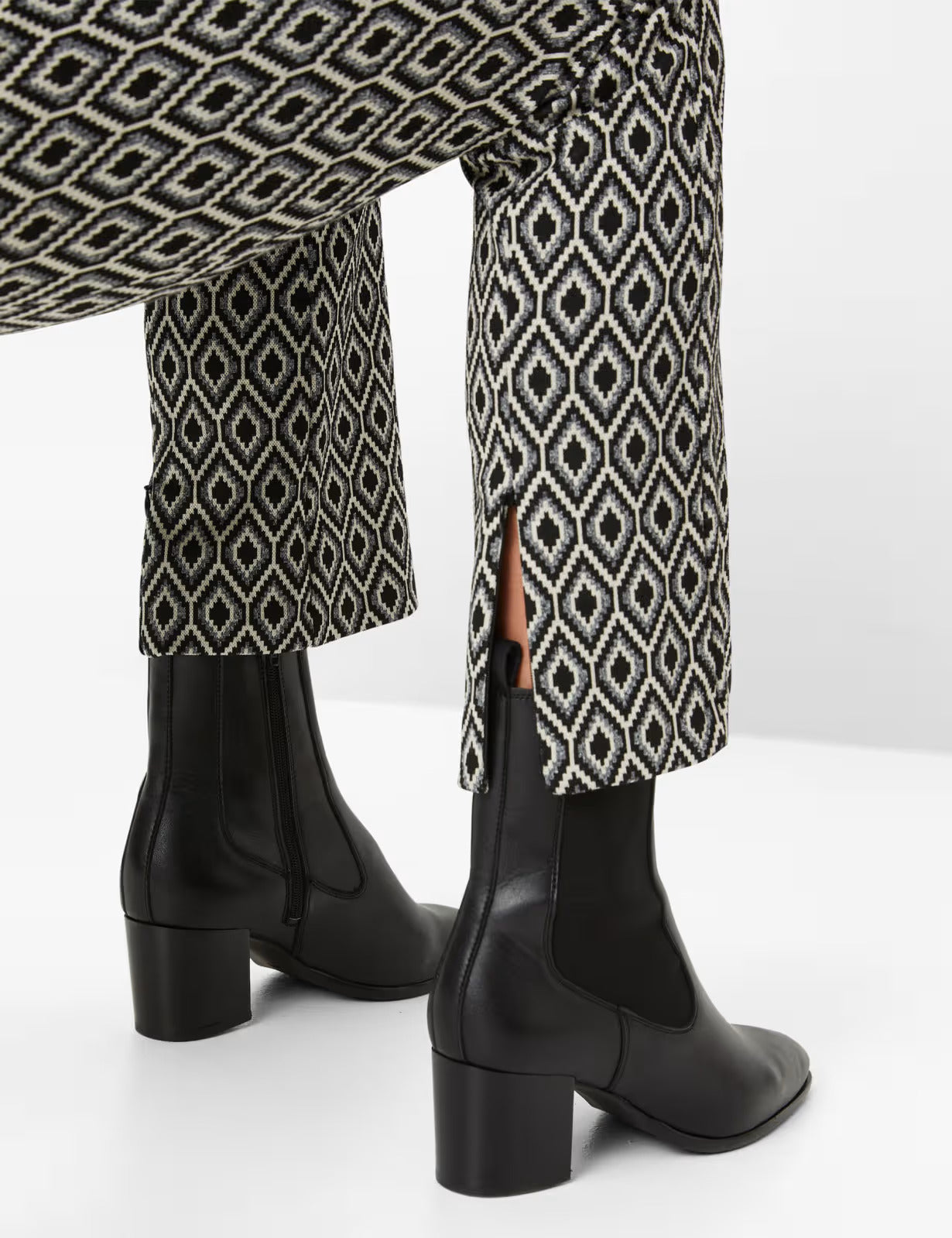 拉鏈褲腳幾何印花緊身褲