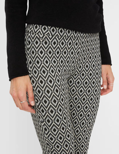 拉鏈褲腳幾何印花緊身褲