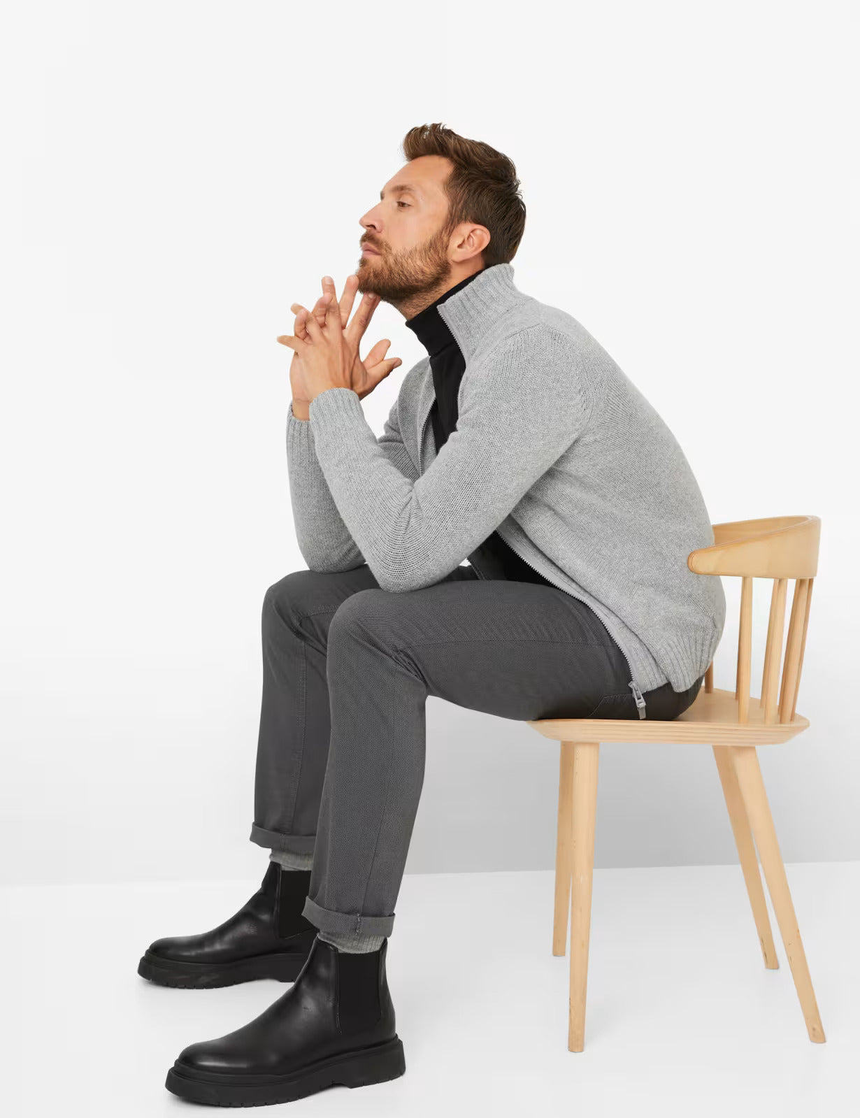 高彈面料修身長褲