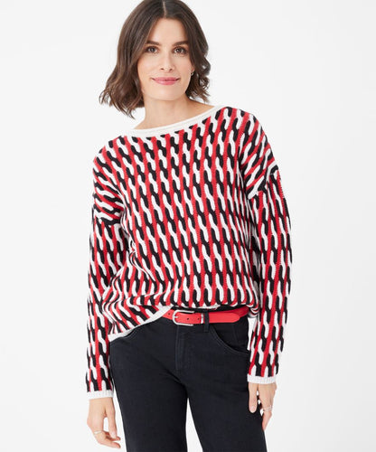 彩色繩索圖案休閒毛衣