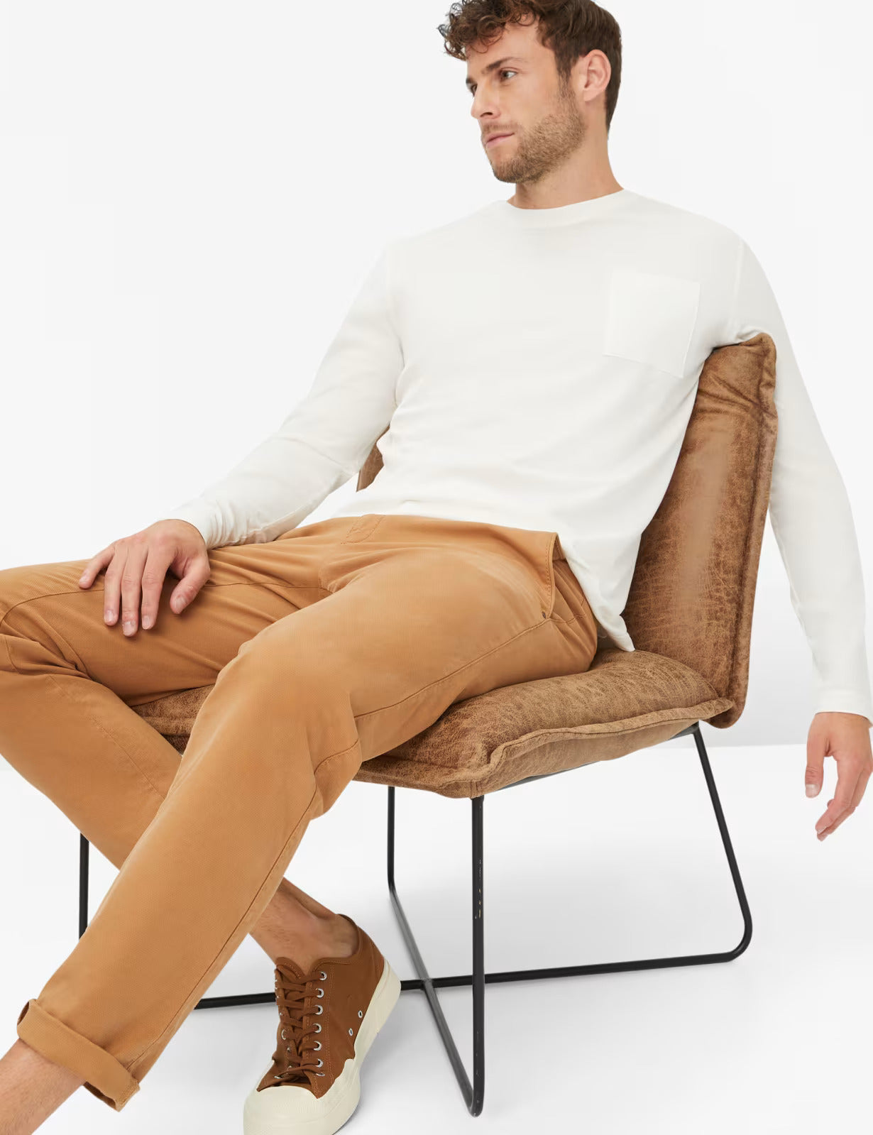 高彈面料修身長褲