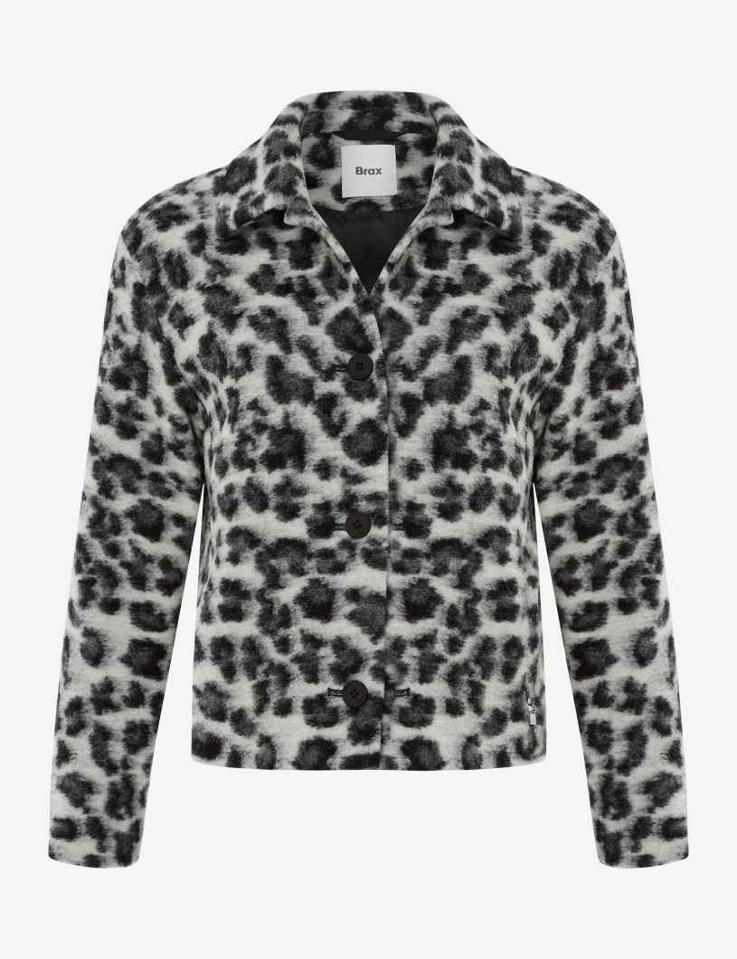 襯衫領豹紋提花夾克