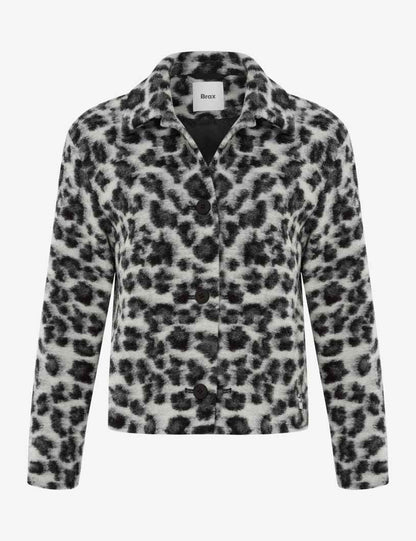 襯衫領豹紋提花夾克