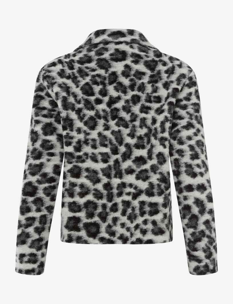 襯衫領豹紋提花夾克