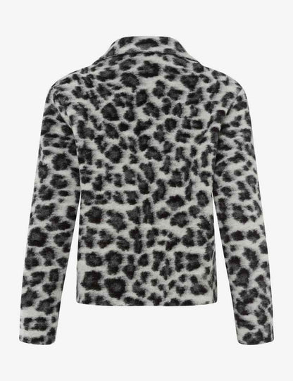 襯衫領豹紋提花夾克