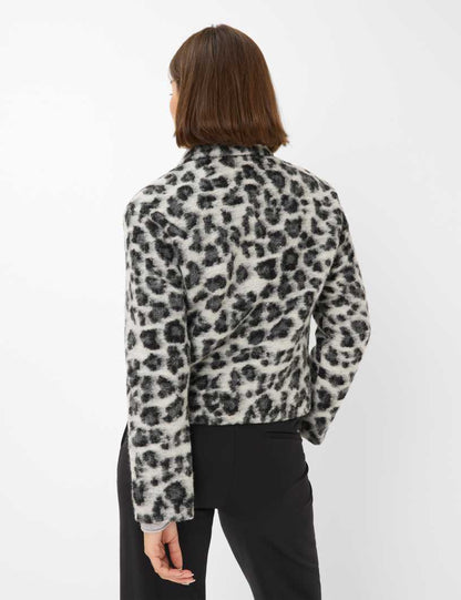 襯衫領豹紋提花夾克