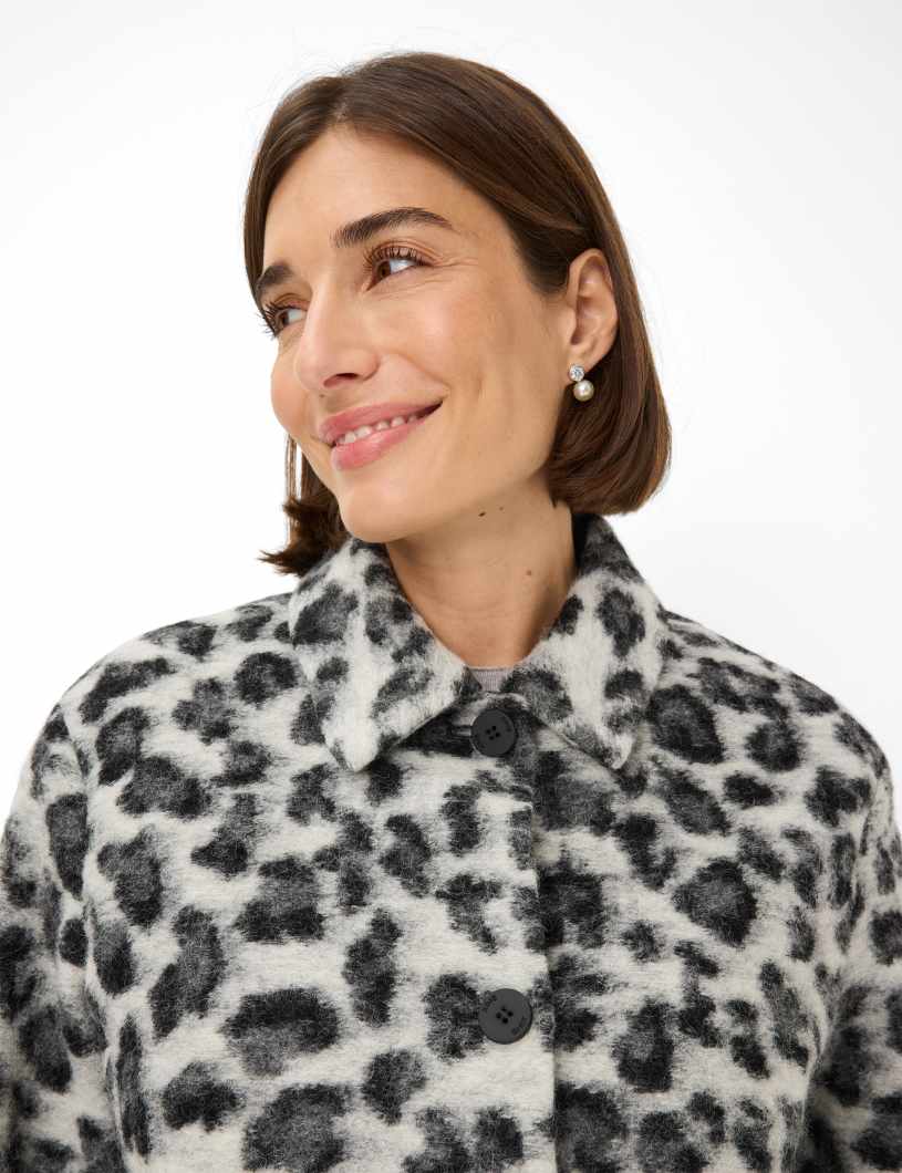 襯衫領豹紋提花夾克