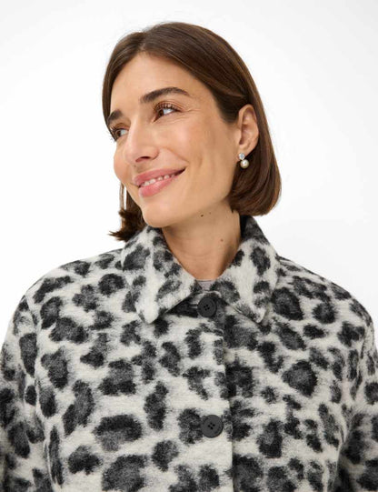 襯衫領豹紋提花夾克