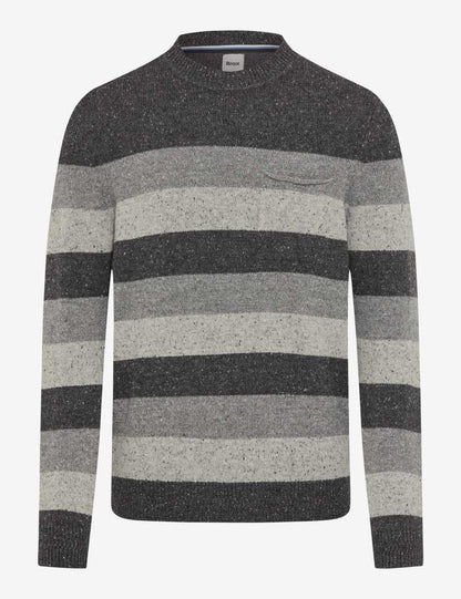 圓領條紋針織套頭衫
