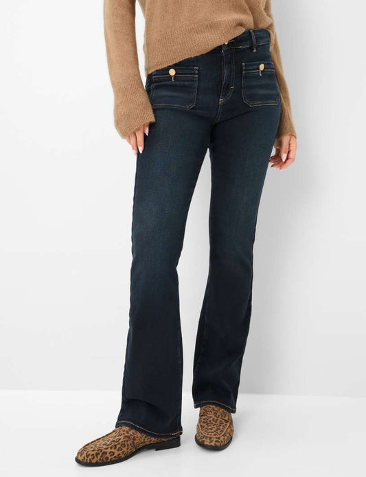 金色裝飾扣微喇牛仔褲