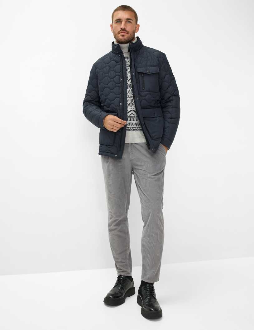 絎縫立領拉鏈休閒夾克