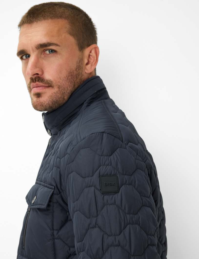 絎縫立領拉鏈休閒夾克