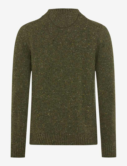 粗花呢外觀圓領羊毛針織套頭衫