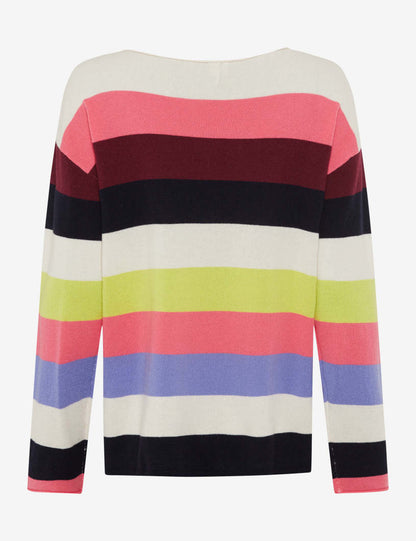 彩色條紋羊毛針織套頭衫