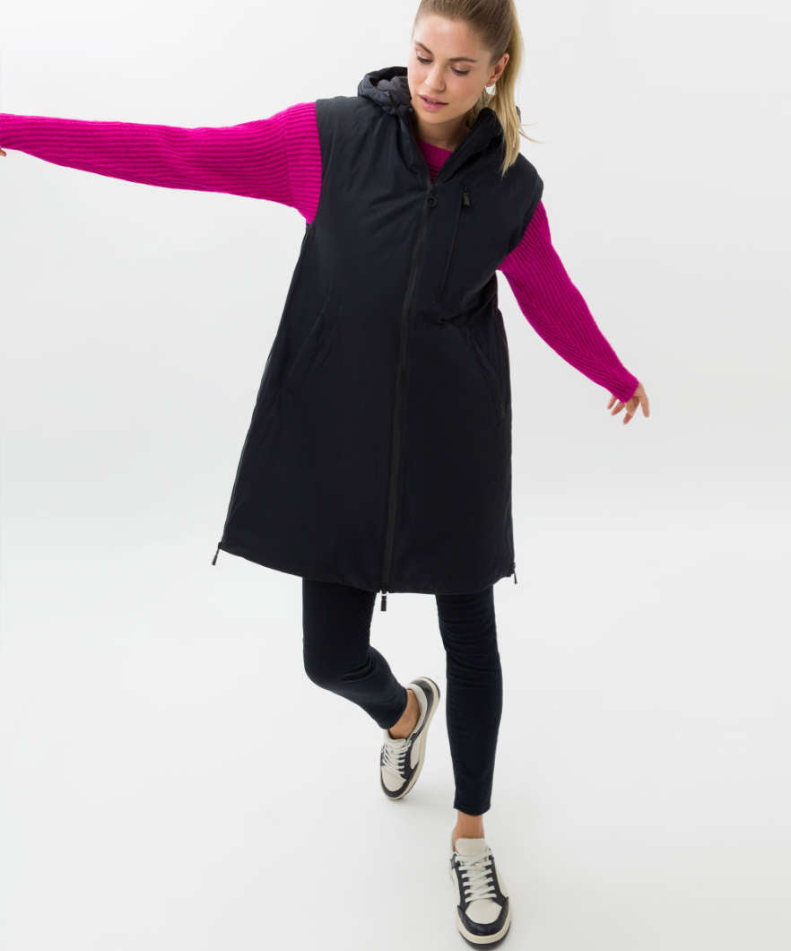 連帽長款夾棉馬甲