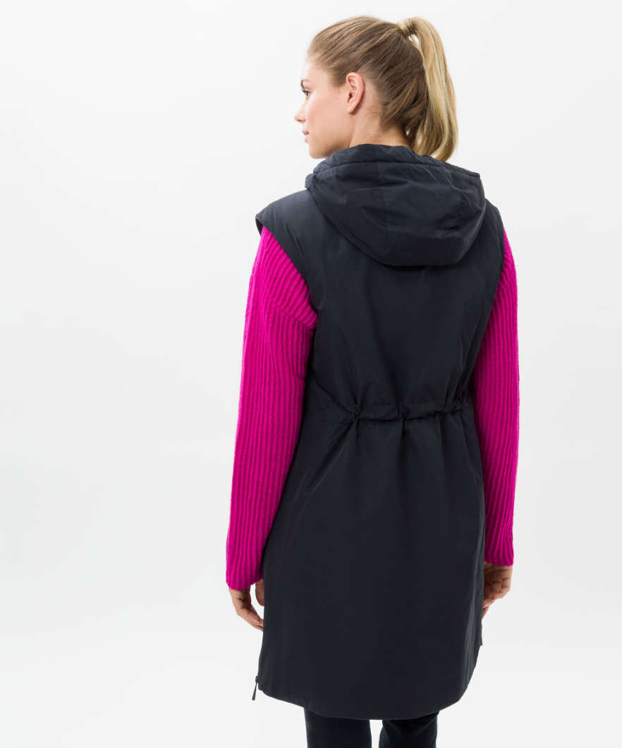 連帽長款夾棉馬甲